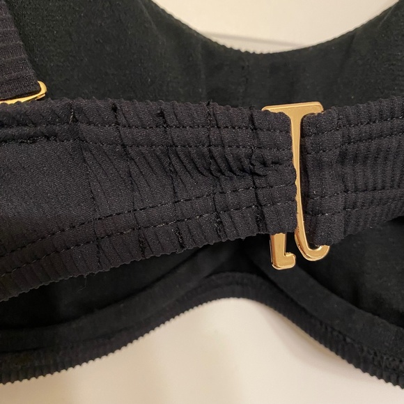 La Vie en Rose BLACK RIB Recycled Fibers D Cup Bralette Bikini Top - Picture 6 of 10